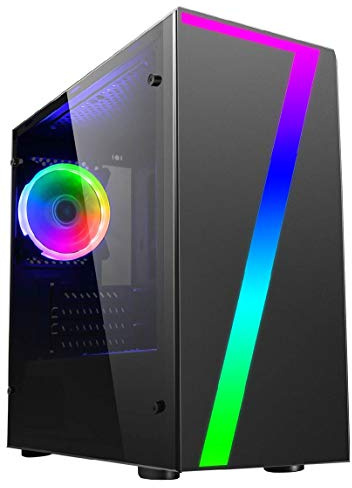 OCHW Seven RGB Ultra Fast Gaming PC Desktop Computer AMD A8 9600 Quad Core ATI Radeon HD R7 Graphics USB 3.0 1TB, 480GB SSD 16GB DDR4 Wifi Windows 10 Pro