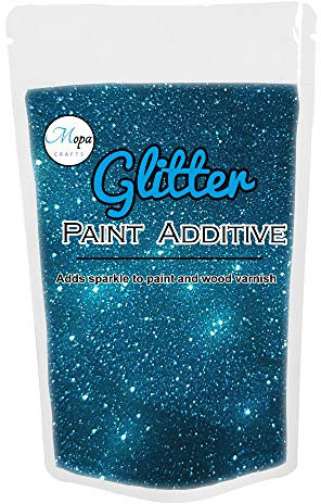 Mopa Crafts Blue Glitter Paint Crystal Additive 100g for Emulsion Paint - for use with Interior/Exterior Wall, Ceiling, Wood, Metal, Varnish, Dead Flat, Matt, Soft Sheen or Silk Paints
