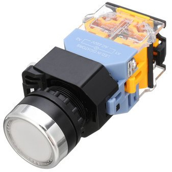 TuToy Interruttore A Pulsante Di Controllo Dpst Per Montaggio Su Pannello Momentaneo No + Nc Da 22 Mm Ac220V - Bianco