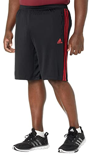 Adidas Pantalones Cortos diseñados 2 Move de 3 Rayas Primeblue para Hombre, Negro/Escarlata, 4X-Large Alto