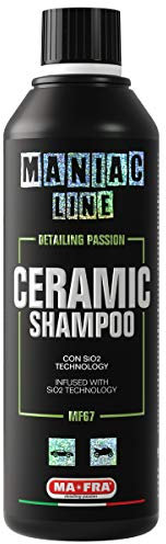 Ma-Fra, Maniac Car Detailing Line, Ceramic Shampoo con SiO2 Technology, Shampoo Auto 3in1 Concentrato, Lava, Sigilla la Carrozzeria, Protegge l'Auto da Agenti Chimici per 90 Giorni, Formato da 500ml