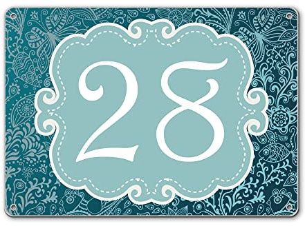 banjado® Hausnummernschild personalisierbar Motiv Mandala Landschaft - Hausschild personalisiert Draußen mit Straßennamen möglich - Hausnummernschild Edelstahl versch. Motive - inkl. Montagematerial