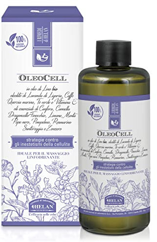 Helan, Oleocell, Oleolito per massaggio linfodrenante, Olio corpo cellulite, 200 mL