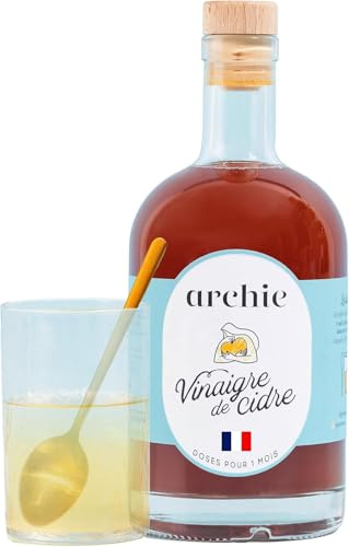 Archie, Vinaigre de Cidre de pomme Biologique - Non filtré, non pasteurisé, avec la mère de vinaigre. Made in France, Normandie. Savoir-faire artisanal. Rituel à boire. 500 ml.