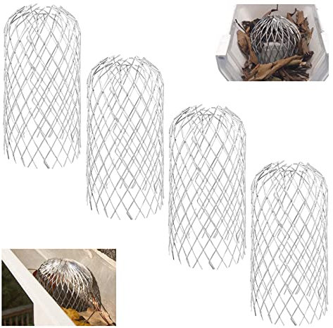 ACHANFLY 4 Pcs Gutter Mesh Guard Aluminum Gutter Leaf Guard Wire Gutter Guard Downpipe Expandable Drain Pipe Cover Gutter Traps for Downspout Debris Mud Moss and Leaves Muck