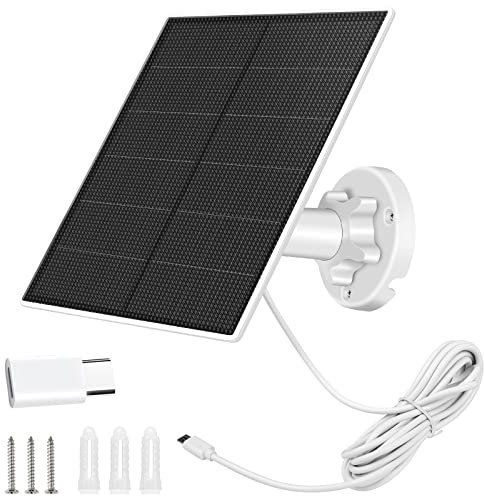 Solar Panel for Security Camera, 5W USB Solar Charger with IP65 Waterproof & 360° Adjustable Mounting (1 Pack)