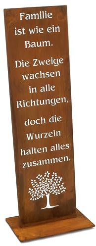 Rostikal Gartenschild Familie - 55 cm - Handgefertigtes Edel-Rost Metallschild aus Cortenstahl - Robust & Wetterfest - Liebevolle Deko für Wohnzimmer, Garten, Balkon, Terrasse