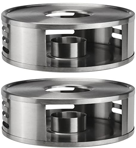 2X Edelstahl Stövchen Inkl. Teelichthalter Teewärmer Speisenwärmer Tee Kaffee Warmhalteplatte Teekanne Kaffeekanne