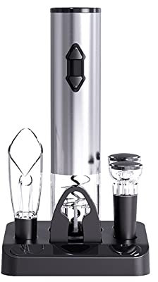 Kit de sacacorchos eléctrico, kit de sacacorchos para vino a batería, combinación de sacacorchos automático inalámbrico, con cortador de láminas adicional, tapón de vacío, aireador de vino, vertedor d