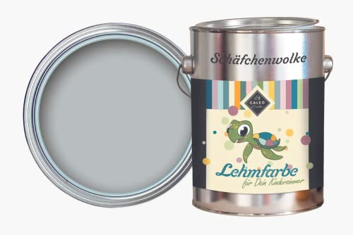 Caleo Color Lehmfarbe SCHÄFCHENWOLKE Hellgrau, 2,25 Liter - ökologische Wandfarbe für Wohnzimmer und Co. - hoch deckend, tropffrei, geruchsneutral