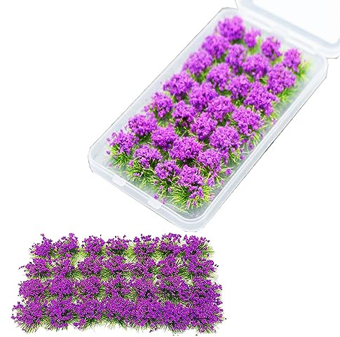 Cayway 28 Stück Flower Grass Tufts Sandtischset, Lila Bäume Modellbau,Terrain Model Kit für Miniaturlandschaften, Sandtisch Themenmodelle, Landschaftsmodell, Garten