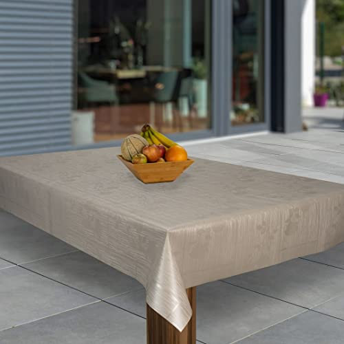 laro Wachstuch-Tischdecke Abwaschbar Garten-Tischdecke Wachstischdecke PVC Plastik-Tischdecken Eckig Meterware Wasserabweisend Abwischbar, Muster:Geprägt Weiß, Größe:80x80