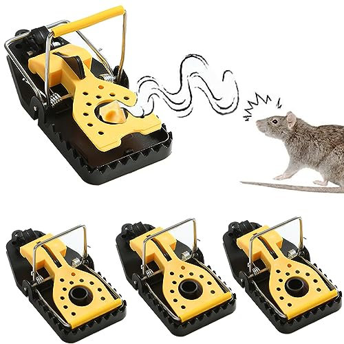 4 Pack Mouse Trap Reusable Mice Trap Updated Version Sawtooth Construction Rat Traps for Indoors Mouse Traps that Kill Instantly Safe and Effective Rodent Trap for Indoors and Outdoors