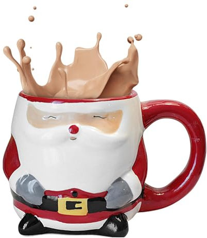 Anloximt -Weihnachtstassen | -Trinkbecher aus Keramik mit Weihnachtsmann/Tier, Tischdekoration, 350 ml, temperaturbeständige Becher für Freunde, Familienmitglieder