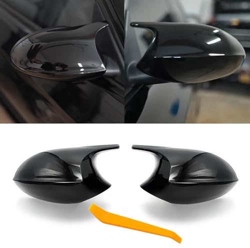 TTCR-II 2PCS Carcasa Espejo Serie 1/3 E81 E82 E87 E88 E90 E91 E92 E93 | Espejo de Puerta Lateral Compatibile con BMW E81 E82 E87 E88 E90 E91 E92 E93 Cubierta Carcasa Retrovisor-Negro Brillante