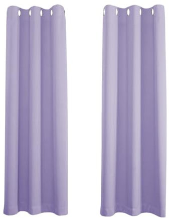 Happy Homewares Lilac Eyelet Curtains - 46 x 54 Inch Drop - Elegant Room Darkening Blackout Curtains with Thermal Insulation - 2 Panels for Bedroom or Living Room
