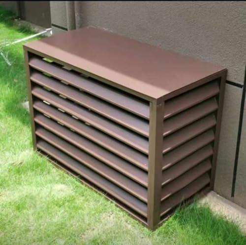 Klimaanlage Abdeckung, Sichtschutzzaun, Gartenzaun, Wärmepumpe Schallschutzhaube, Verkleidung Aus Aluminium Schutzgitter Für Klimaanlagen Und Wärmepumpen, Dekorativer De(Size:100x50x70cm,Color:Braun)