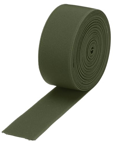 sourcing map Bandes élastiques pour couture - 4 cm - 4,6 m - Vert kaki - Haute élasticité - Pour perruques, ceintures, pantalons