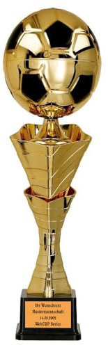 Larius Fussball Metall Pokal Premium - Ehrenpreis Trophäe mit/ohne Wunschtext (mit Wunschtext, S)