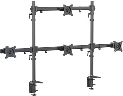 HFTEK 4-Fach Monitorarm für 4 Monitore bis 27 Zoll, oberer Monitor bis 34 Zoll (12kg), höhenverstellbar, VESA 75/100, schwenkbar, neigbar, drehbar, individuell umrüstbar, MS424C-N