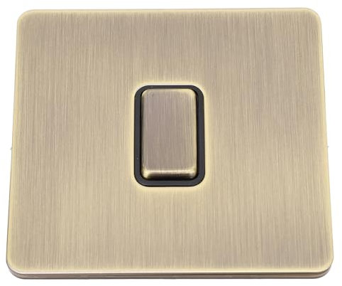 Interruptor de Palanca de Pared, Interruptor de Palanca AC250V de Alta Artesanía para el Hogar, Acero Inoxidable, Interruptor de Pared de Latón Antiguo con Panel Ignífugo, Diseño