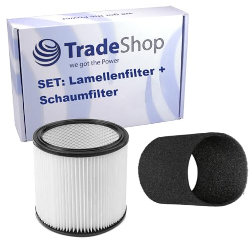 Trade-Shop 2in1 Set: Patronenfilter + Motorfilter kompatibel mit Shop Vac K-SQ14C 2TM1400 KA-SQ14C K12-SQ14 K11-SQ14 K12-1400S K11-1400S BMB110040