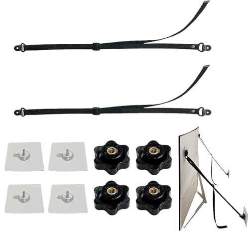 Correas Antivuelco Para TV Anclajes para muebles Correas antivuelco a | Protección de seguridad premontada, longitud ajustable para pantallas planas en paredes o muebles de soporte d