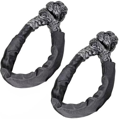 2 grilli morbidi, forte grillo, resistenza alla rottura, 17T, corda per recuperare rimorchi, grigio, 12 mm x 55 cm