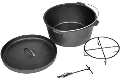 qohoio Pentola casseruola da Campeggio in ghisa con Coperchio,Cucina e Pranzo,Pentolame e tegami da Forno,Pentole e tegami,Casseruole di ghisa-40519