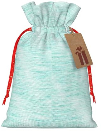 Kuilepa Leinen-Jutebeutel mit hellem Druck, mit Geschenkanhänger, Geschenktüten, Hochzeit, Party, Weihnachten, Geburtstag, für Party, Heimbedarf, Blau