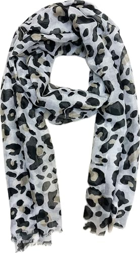Jeamis XL Leopard Seide Fashion Frühling Schals Sommer Herbst Halstuch Übergangsschal Farbverlauf Stola Tuch Silk Leo