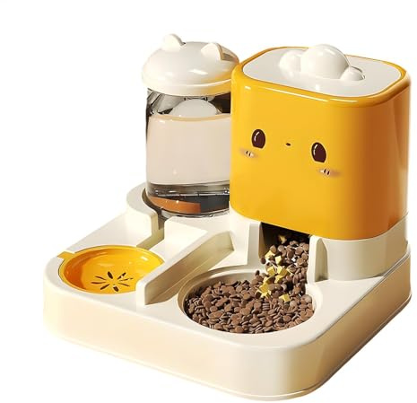Automatic Cat Feeder - Large Capacity Cat Food And Water Dispenser | Space Saving Pets Automatic Feeder And Waterer Set | Self-Dispensing Food Dispenser For Pets