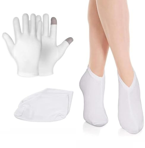 KQOZG 2 Paia Touchscreen in Cotone, Guanti Dermatologici Spa e Crema Mani, per Dermatiti, Lozione Idratante per Dormire, Riparazione Pelle Ruvida, Screpolata, Secca, Guarisci Eczema, Durante la Notte