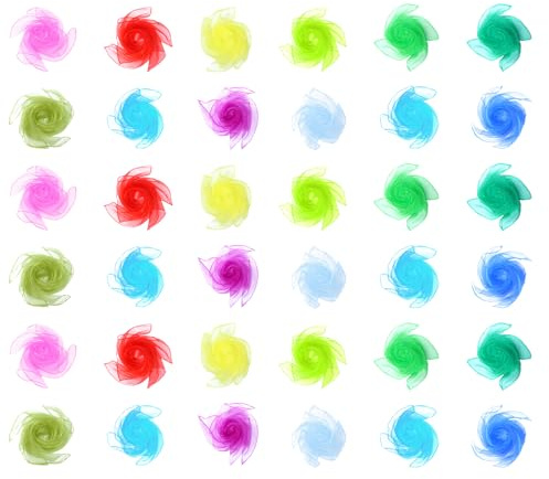 PLLYPE Foulard Jonglage, 36PCS Écharpes de Jonglage Couleur Assortie, Foulard Écharpes de Jonglages, pour Jardin d'enfants, Magie, Cirque, Nouer (60 x 60 cm)
