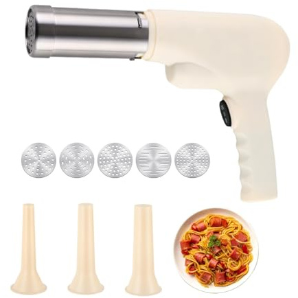 Máquina eléctrica de mano para hacer pasta – Máquina de fideos para espaguetis y salchichas caseras, fácil de usar, diseño compacto, ideal para los amantes de la pasta fresca, utensilio de cocina