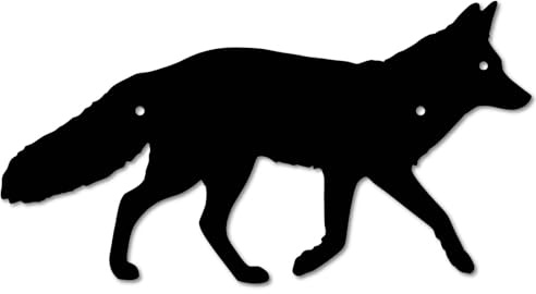 CREATCABIN Decorazione Parete Metallo A Forma Volpe Sagoma Animale Decorazione Parete Ferro Nero Stile Rustico Bohémien Cartello Ritagliato Silhouette Appendere Ornamento per Casa Ufficio 30x16cm