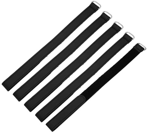 sourcing map 5Pcs Reusable Battery Tie Down Straps,2x35cm Black Leather Multipurpose Battery Hold Down Adjustable Cinch Strap Hook Loops Fastening Tie for Quadcopters FPV RC Drone Boat Cars
