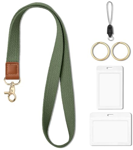 CHUQING Portatarjetas con correa, cordón para llevar al cuello, llavero, tarjetero con cordón, portatarjetas, correa para el hombro,verde militar