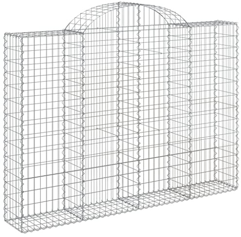 Nqyjm Recinzione in Maglia da Giardino Cesto di Gabbioni Arcuato 200x30x140/160 cm Ferro Zincato, Gabbie per Pietre per Terrazza Esterna Prato Decorativo