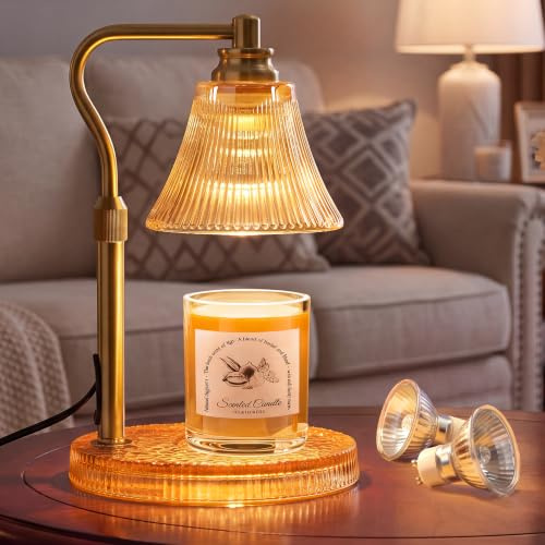 Draome Candle Warmer Lamp 2 Bulbs, Birthday Gifts for Women Mum | Dimmable Candle Lamp with 2 Timer, Height Adjustable, Flameless, Flower Glass Shade, Gift for Women