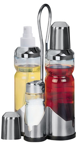 Fackelmann Set de vinagreras con pulverizador, 4 piezas 10x10x23cm