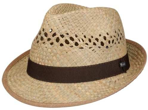 Lipodo Classic Trilby Strohhut Ripsband einfarbig Made in Italy Damen und Herren Sommer Winter