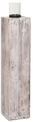 VIVANNO Windlicht Windlichtsäule Kerzenhalter Säule Recycling Holz Lumira Shabby Chic Weiß (86 cm)