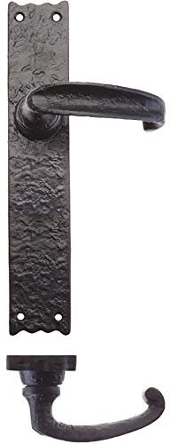 Traditional Lever on Latch - Long Backplate - 10 - Black