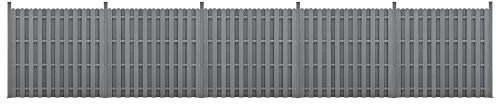 NEU.HOLZ Set de 5X Valla de jardín WPC 185 x 932 cm Elemento de Valla Panel de Valla Columnas con 11 Listones Gris