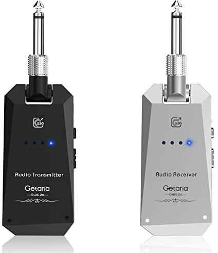 Getaria Guitarra Inalámbrico Receptor Transmisor de 5.8GHz Sistema Inalámbrico con 4 canales para Guitarra eléctrica y bajo