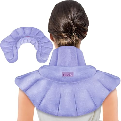 REVIX Microwave Heating Pad for Neck Shoulders and Back with Moist Heat, Weighted Microwavable Heated Neck Wrap Warmer, Scented