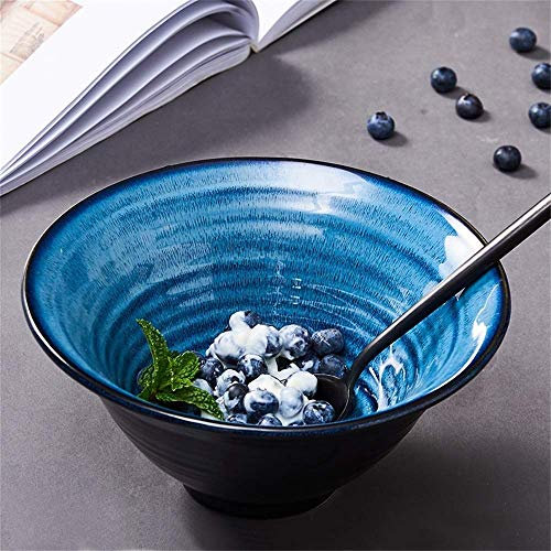 MKKSLR Insalatiera ad Alta capacità Scodella per zuppa Ramen Noodle Bowl Ciotola per mescolare Frutta Snack Dessert Ciotola per Cereali Creativo Stoviglie in Ceramica Ciotola per servire Pol