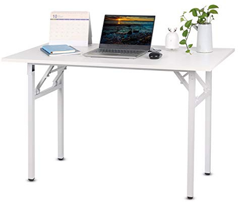 BELIWIN Folding Desk 120x60cm, White Folding Computer Desk, Home Office Foldable Writing Desk for Bedroom, Living Room, Camping, Easy Assembly, White