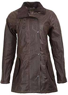 WALKER AND HAWKES Katrina - Damen Outdoor-Jacke mit 3/4-Länge - 100% gewachste Baumwolle - Braun - 36